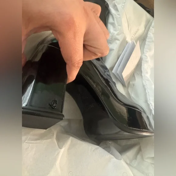 NWT Jimmy Choo Black Stretch Patent Fabric Ankle Boots- Hadi AB - Picture 10 of 11